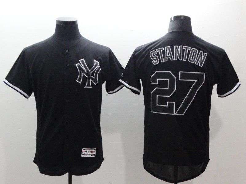 Men New York Yankees 27 Stanton Black Elite MLB Jerseys